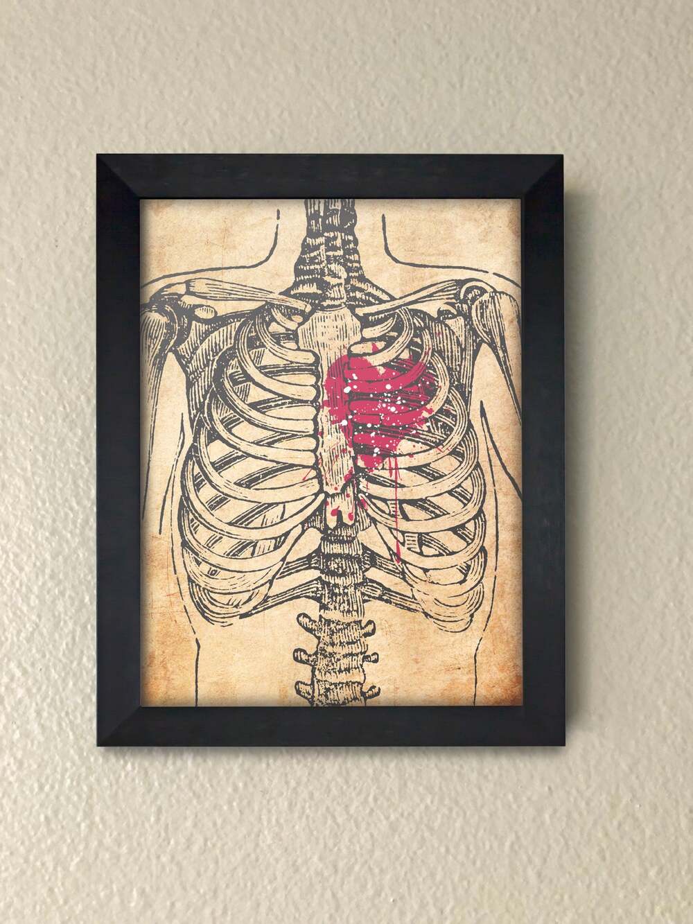 Skeleton Heart Framed Wall Art